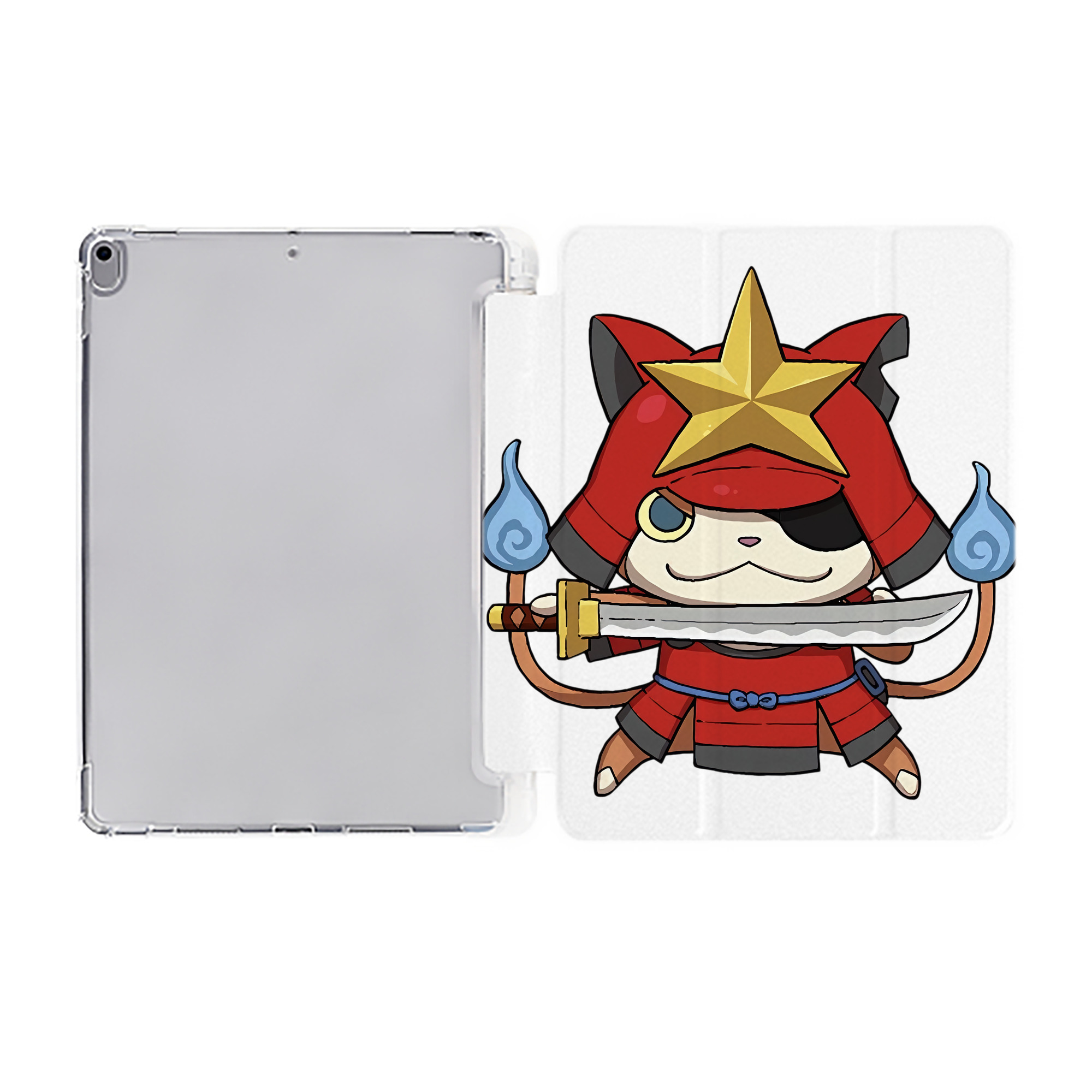 （画像用） 妖怪ウォッチ Yo-kai Watch IPad ケース ペン収納付き 三つ折りスタンド PUレザー×シリコン 対応機種9.5/10.5/10.9インチ